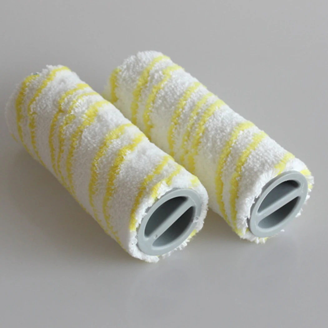 

For Karcher FC3 FC5 Cordless Roller brush 2 X Yellow Set Kit Microfiber