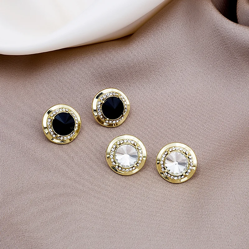 

New Fashion Crystals From Gold Round Shape Earring Black Color Bella Round Dorp Earrings for Women Party Wedding Bijoux Gift