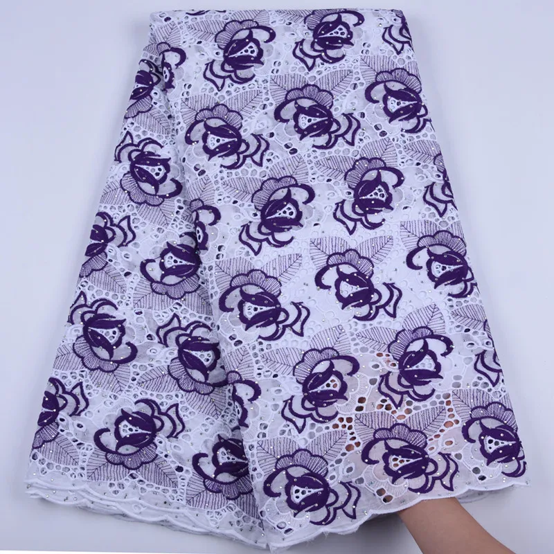 

Purple Swiss African Voile Lace Fabric High Quality Nigerian Tulle Lace In Switzerland For Men Women Every Sews With Stone F1689