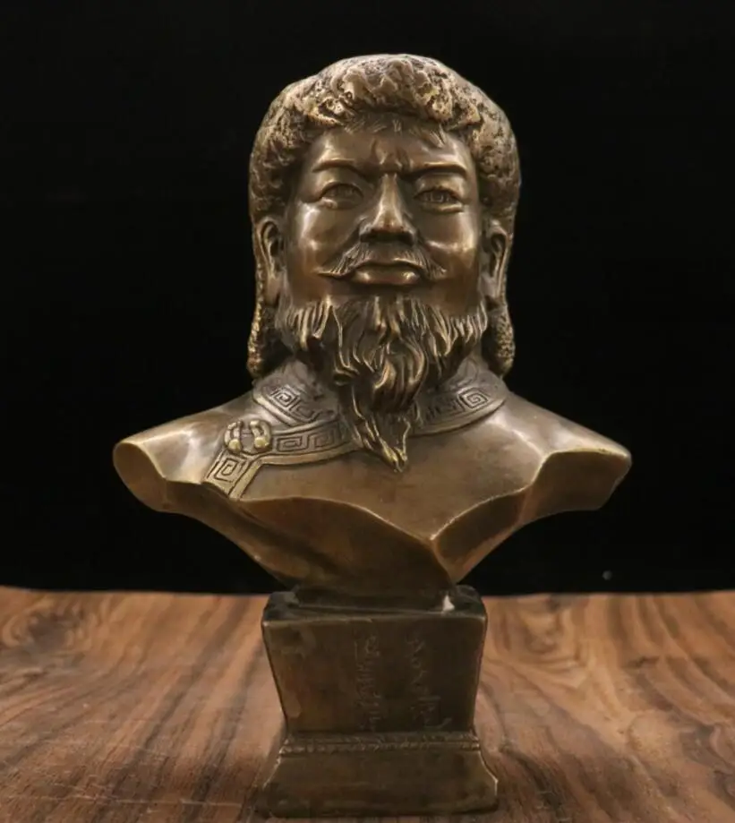 

Архаизовый латунный бюст Genghis Khan, домашнее украшение, статуя