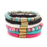 2020 new alloy beach folk wind manual mixed color soft pottery bracelet for women