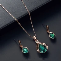 fashion water drop shape jewelry set for women simple and exquisite crystal earring necklace set for girlfriend valentines day