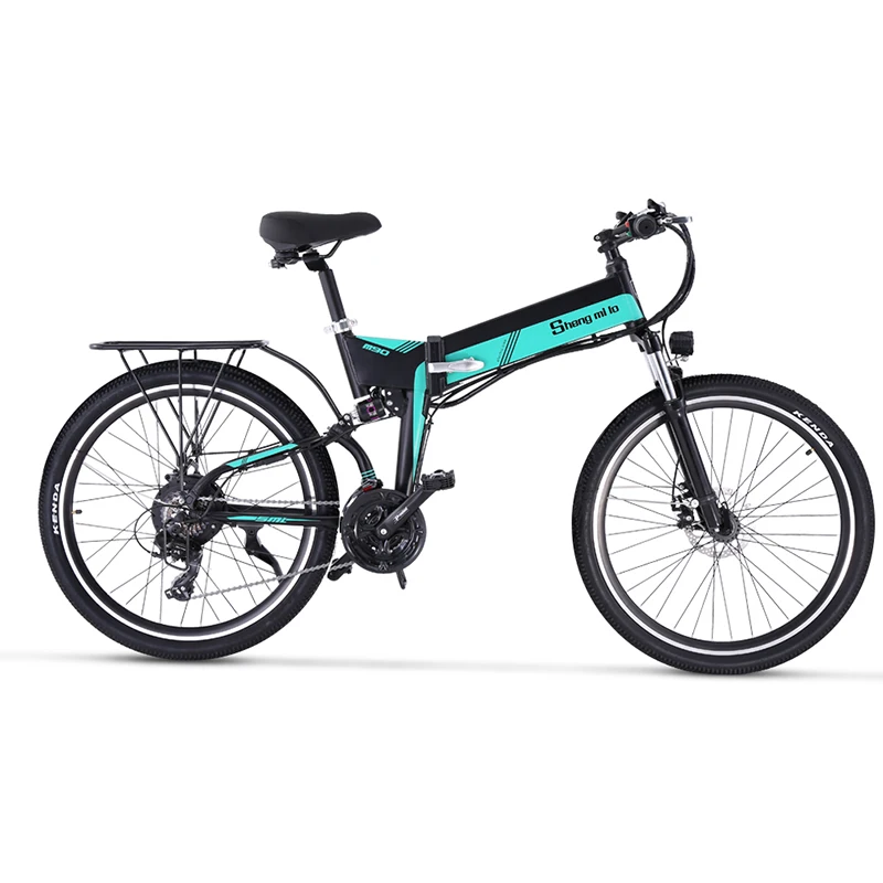 Складной электрический горный велосипед 350W Переменная скорость 21 Взрослый 48V15AH Двойная батарея Эбайк велосипед.