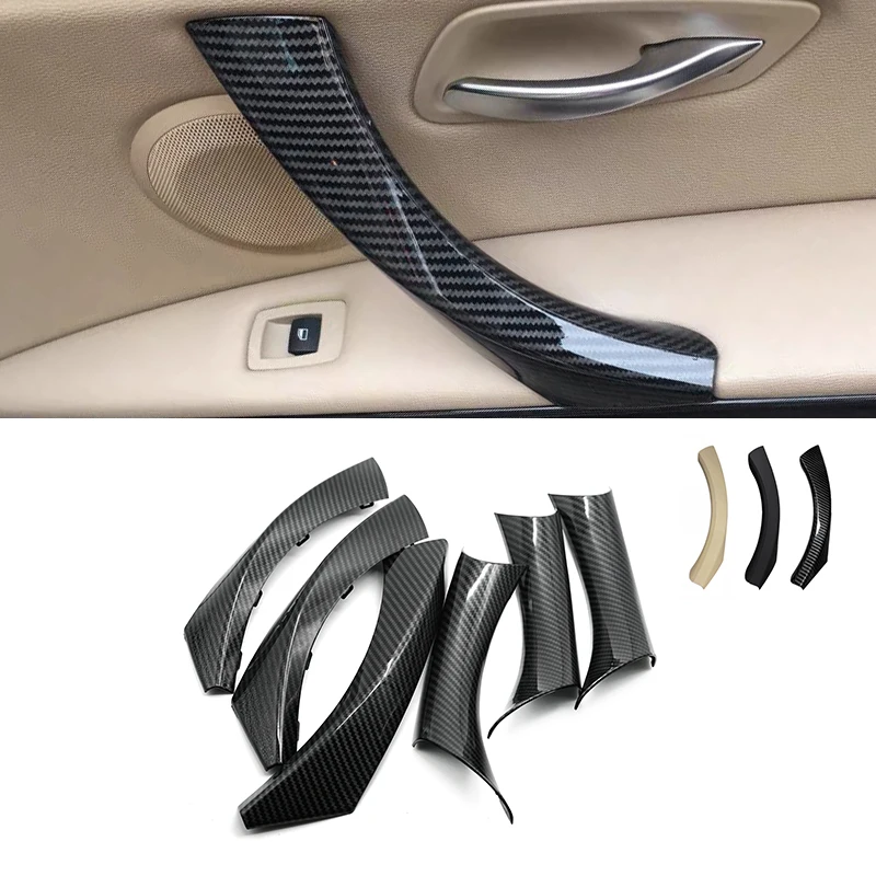 

For BMW 3 Series E90 E91 316 318 320 325 328i 2004-12 Carbon Texture Car Interior Door Armrest Handle Pull Frame Cover Trim