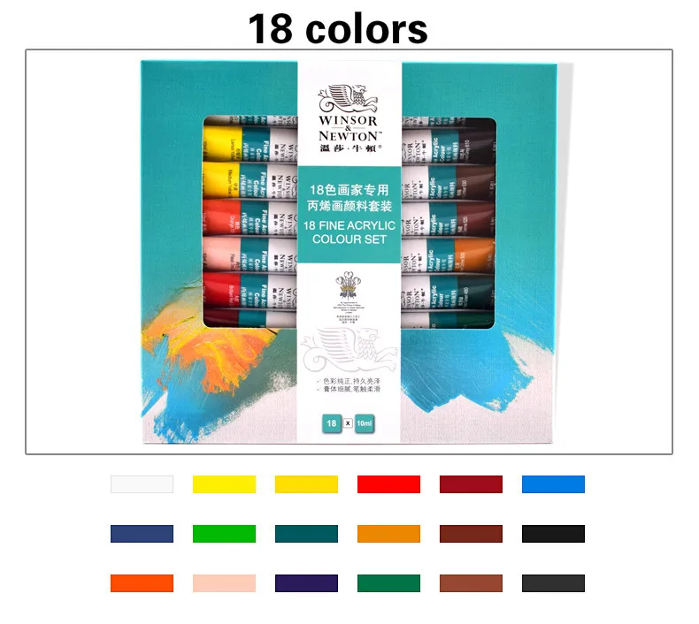 Winsor Ньютон акриловые Краски для Pintura Peinture Acrylique 10 мл 12/18/24 цветов набор краски акриловой Краски Pigmento товары для рукоделия