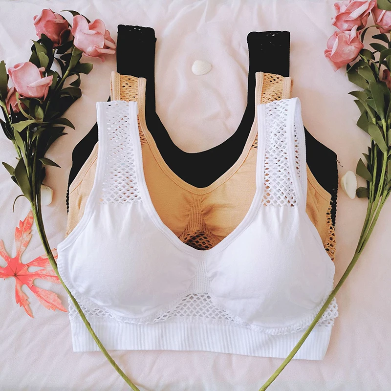 Женский спортивный бюстгальтер с сеткой пуш ап для занятий спортом фитнесом