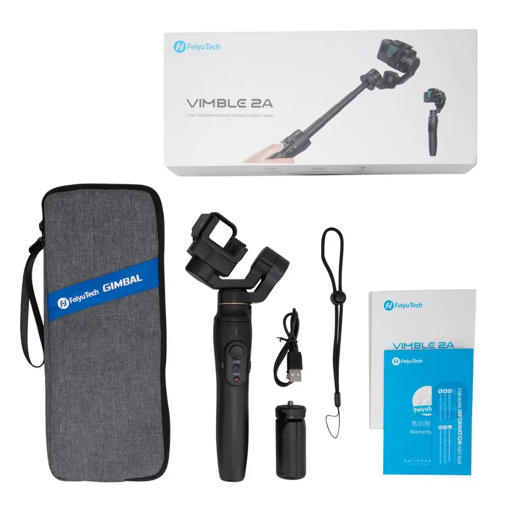 Feiyu Vimble 2A Feiyu Vimble 2A Выдвижная экшн Камера карданный стабилизатор для экшн-камеры Gopro Hero 7/6/5,18 см растяжимый шест со штативом и сумкой для переноски - Цвет: Feiyu Vimble 2A