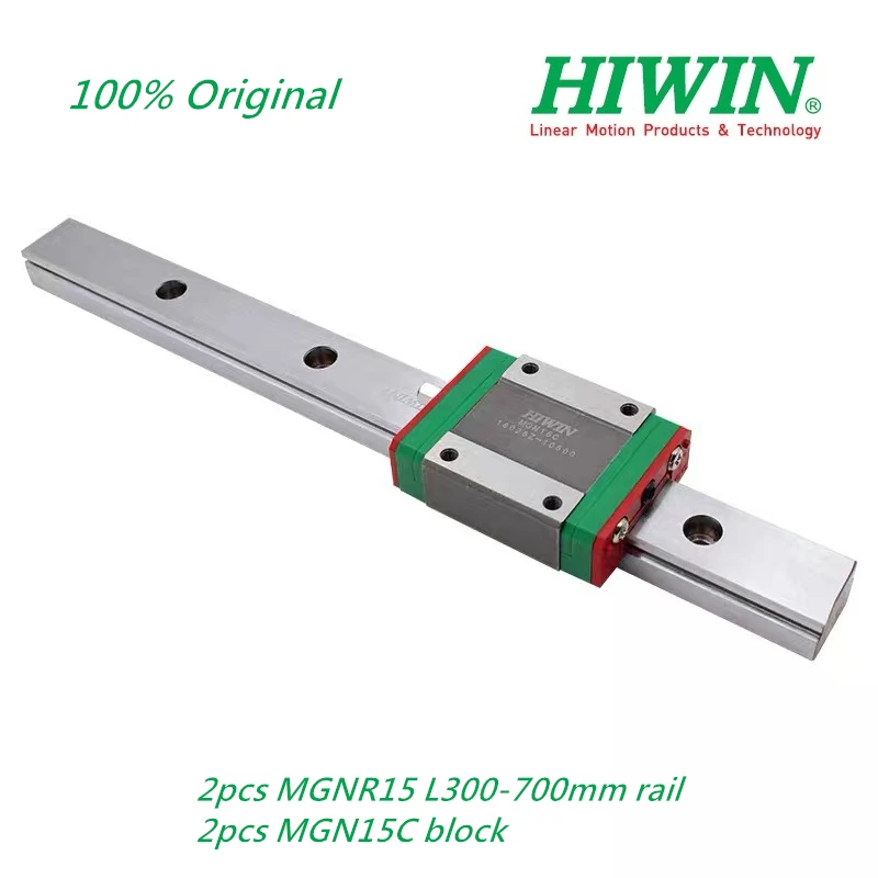 Оригинальный HIWIN 2pcs MGNR15 L300 330 350 450 500 550 600 650 700 мм линейная направляющая + MGN15C блок