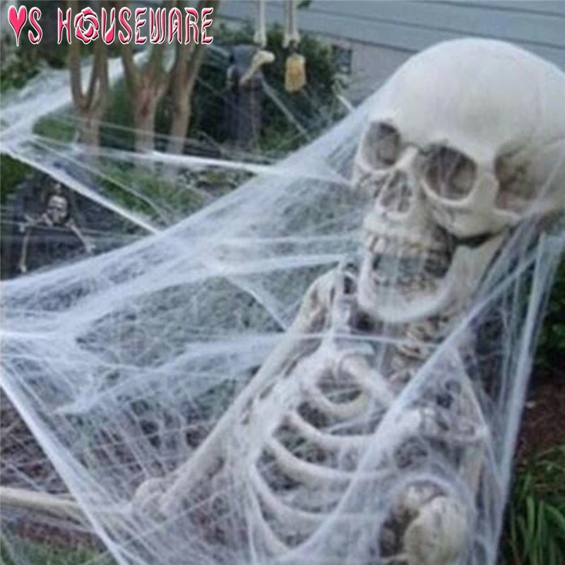 Halloween horror party scene props a variety of colors elastic spider web bar haunted house decoration layout | Дом и сад