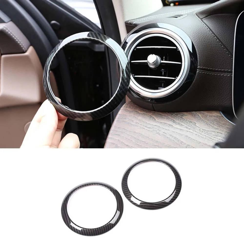 

For Mercedes BENZ E Class 2016 2017 2018 Car Dashboard Side Air Vent Trim Ring Carbon Fiber Style Car Sticker Styling