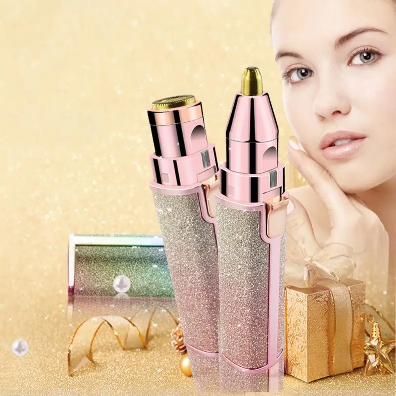 2 в 1 Женский Портативный электрический триммер для бровей Бритва удаления волос