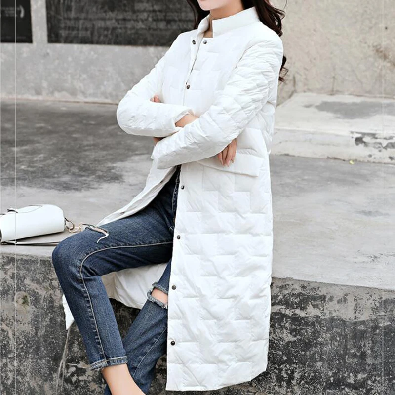 Женский длинный пуховик на утином пуху SEDUTMO ультралегкий тонкий большого размера