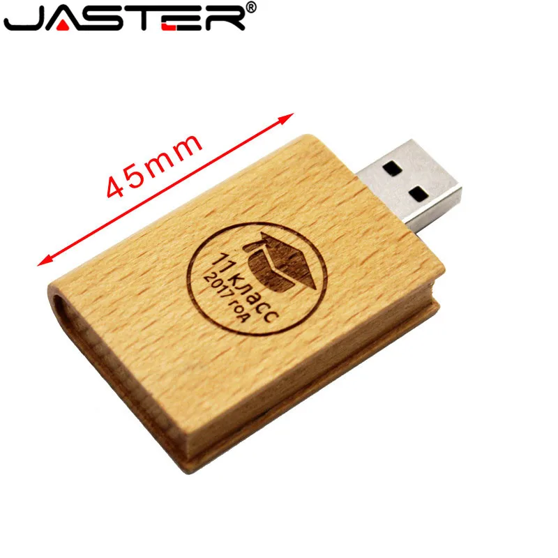 JASTER Пользовательский логотип кленовый Дерево Книга Стиль USB флэш-накопитель 4 ГБ