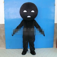 2021 hot sale black humanoid cosplay costume short plush mascot fursuit halloween party dress up game costume advertising outfit