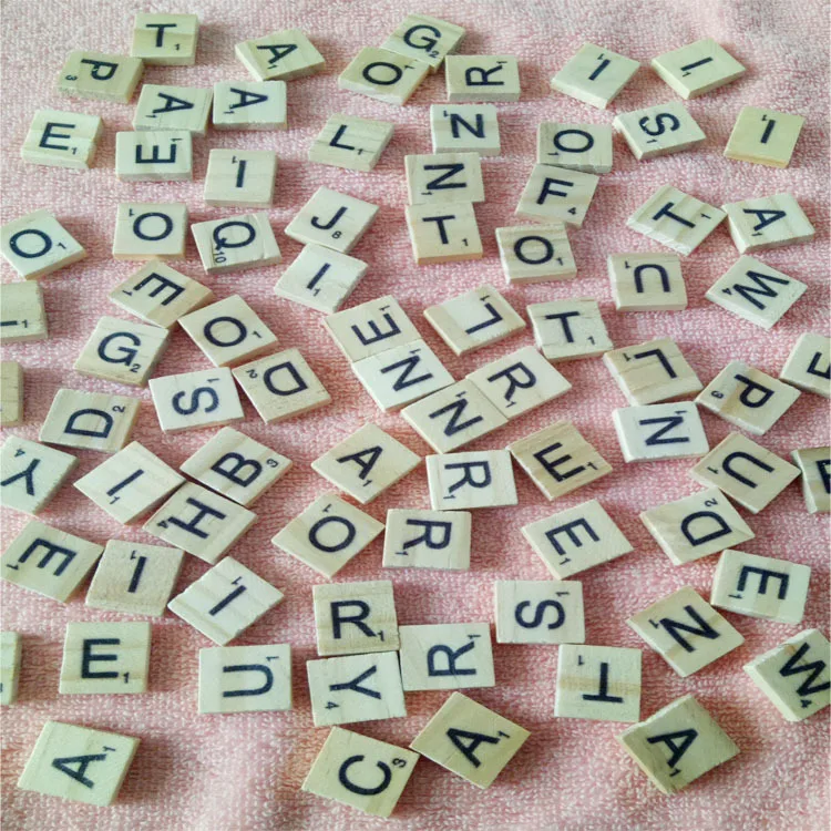 

100Pcs/set English Words Wooden Letters Alphabet Tiles Black Scrabble Letters & Numbers For Crafts Wood Educational Toys Gifts