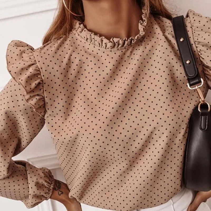 

Polka Dot Blouse Women Long Sleeve Women’s Shirt Ruffles Autumn Fashion Woman Blouses 2020 Feminine Blouse Ladies Top Tunic New