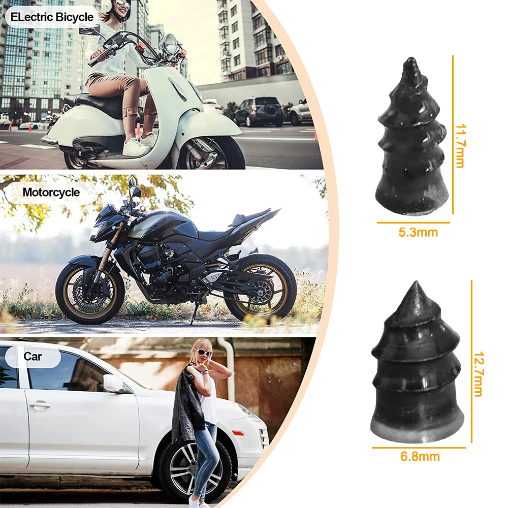 Vacuum Tire Repair Nails Kits for Car Motorcycle Scooter Tubeless Tyre Self-tire Film Puncture Rubber Nail Screw Tool Set |