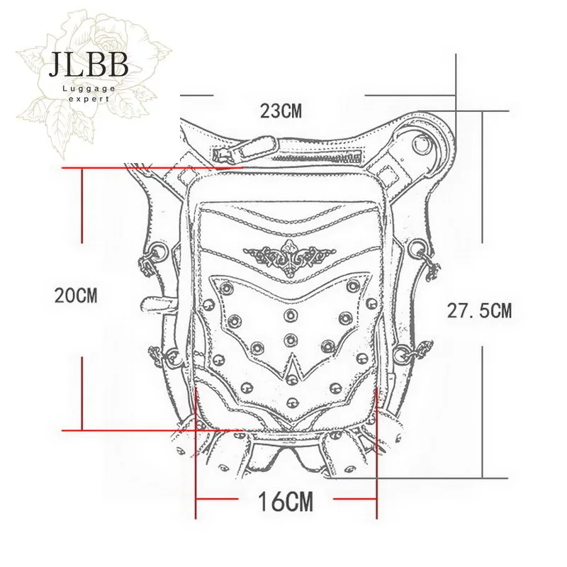 

Steampunk Gothic Leather Bags Women Motorcycle Rivet Leg Bags Crossbody Bag Phone Case Holder Black Waist Bag WHDV0370