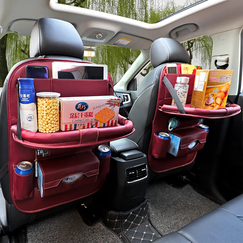 

New Baby Car Storage Bag Hanging Universal Auto Multi-pocket PU Organizer Bag Leather Pad Car Ceat Shopping Cover