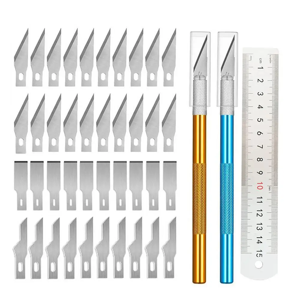 

Precision Carving Knife DIY Crafting Hobby Knife Set with Replacement Blades & Sewing Ruler for DIY Cutting Scrapbooking