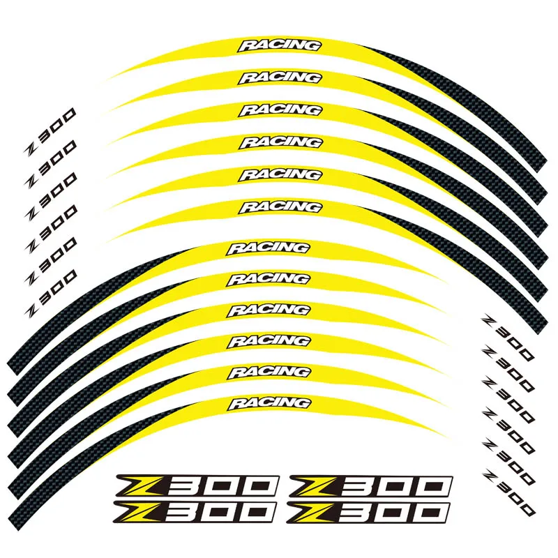 

New high quality 12 Pcs Fit Motorcycle Wheel Sticker stripe Reflective Rim For Kawasaki Z300