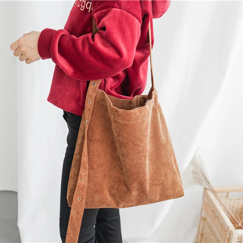 Женская Вельветовая Сумка тоут для женщин и девочек детская сумка через плечо с