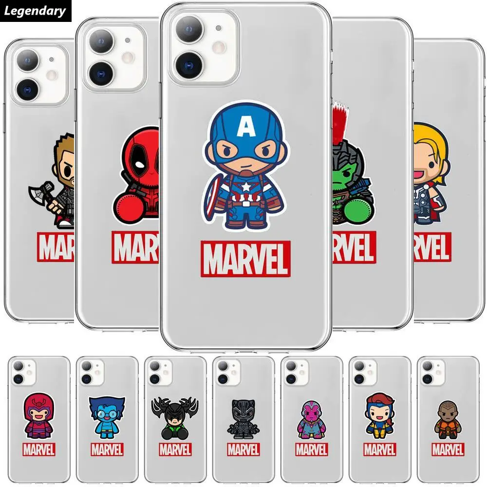 

mini Marvel Anime Style Phone Case cover For iphone 13 11 pro max Cases 12 8 7 6 s XR PLUS X XS SE 2020 mini Transparent cell
