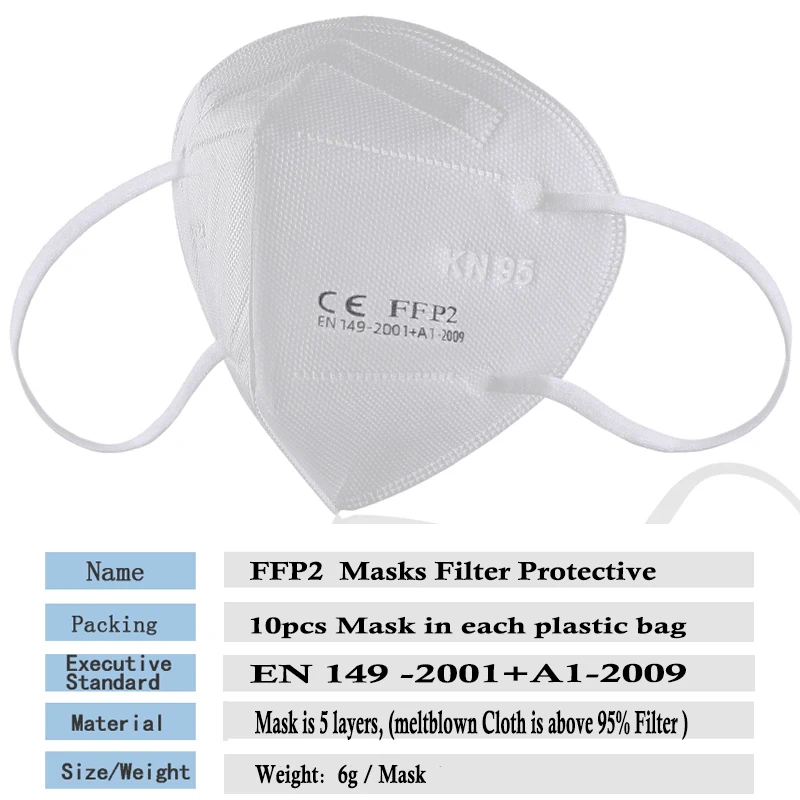 

500 pcs kn95 mascarillas ffp2reutilizable certificadas ffp2kn95 fpp2 mascarilla espaa ffp2 masks cubrebocas mask kn 95 ffp2mask