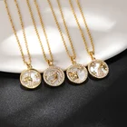 Изысканные 12 созвездия зодиака ожерелья очаровательные ожерелья из Водолей Лев весы Овен Гороскоп геометрические круглые ожерелья подарок для девушки