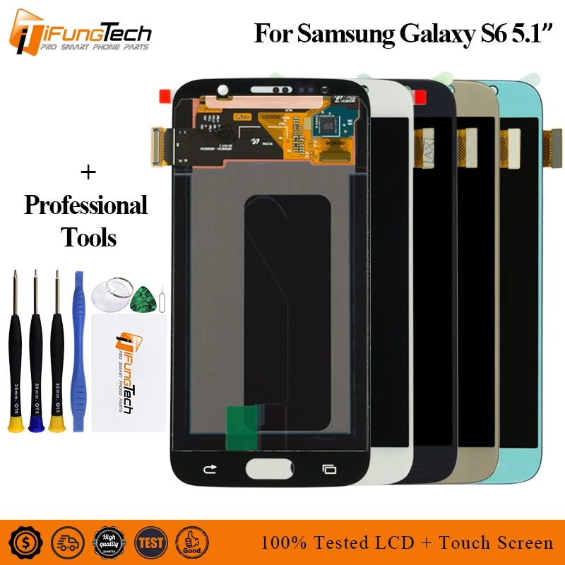 ЖК дисплей Super Amoled для Samsung Galaxy S6 с сенсорным экраном и дигитайзером в сборе