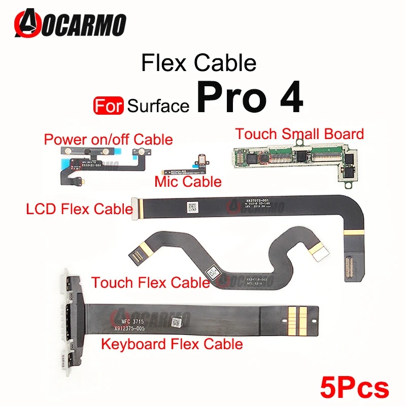 

Aocarmo 5Pc For Microsoft Surface Pro4 Pro 4 1724 Touch LCD Flex Cable Connector Small Board Keyboard Bottom Micphone Flex Cable