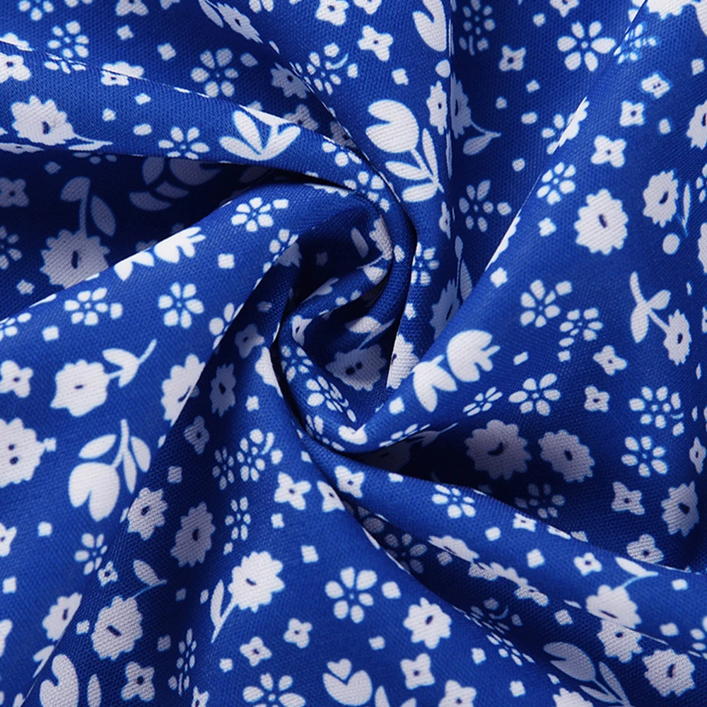 

2020 New Summer Puff Sleeve Print Dress Women Casual Square Collar Short Sleeve Mid-calf Chiffon Dress