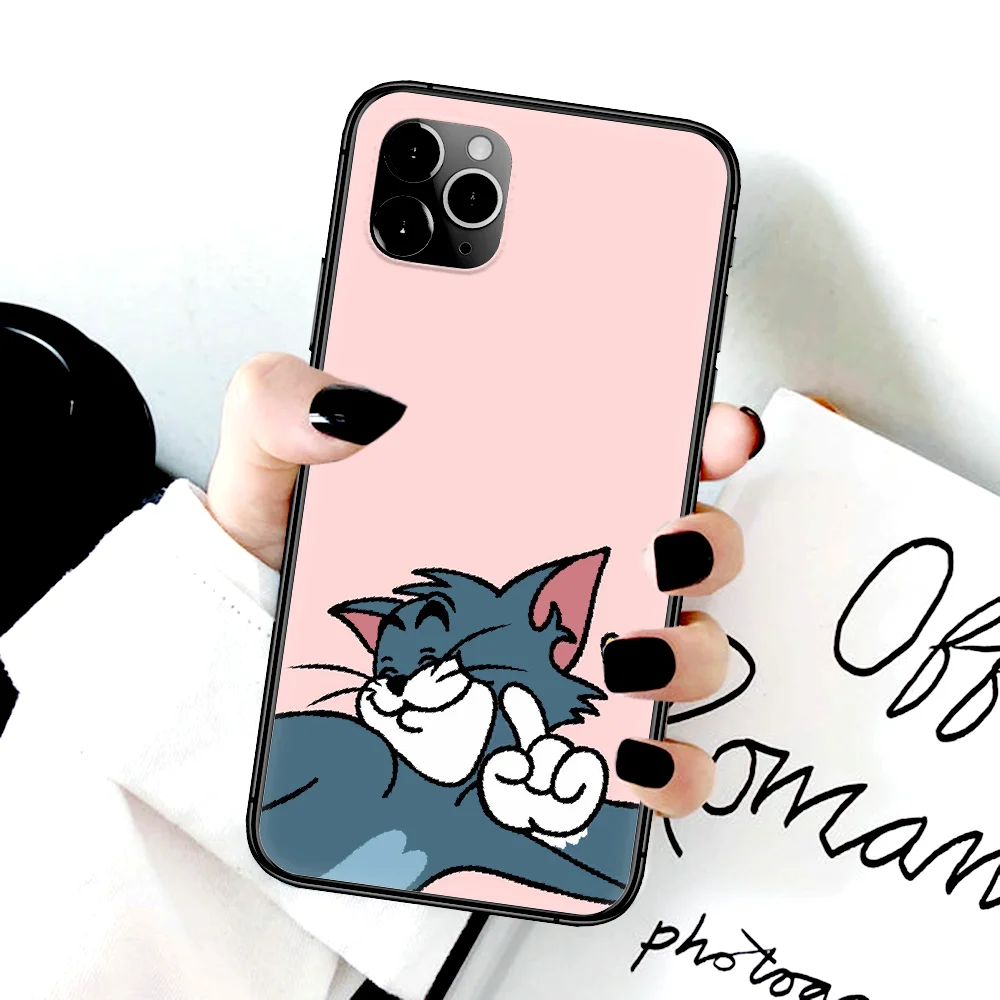 

Mouse And Cat Tom Cute Jerry Phone Case For Iphone 4 4s 5 5S SE 5C 6 6S 7 8 Plus X XS XR 11 12 Mini Pro Max 2020 black Back