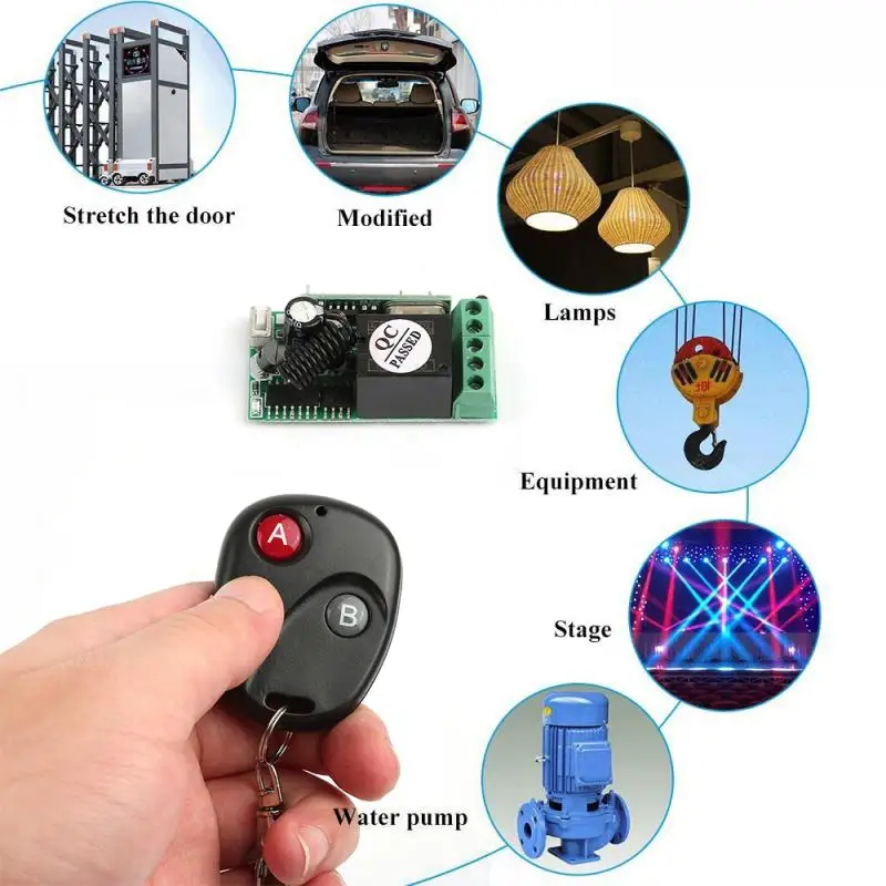 

A Set 433Mhz Garage Remote Control Wireless CloneSwitch Relay Receiver Module RF Transmitter Cloning Remote Control Key