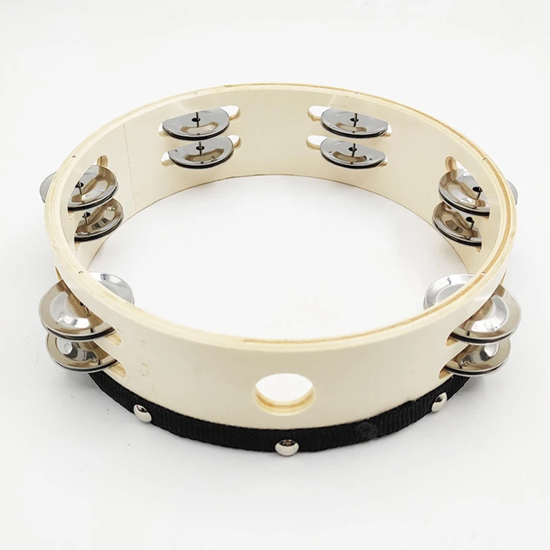 Double Row Jingle Tambourine Hand Bell Clap Drum Percussion Instrument with Dove &amp BIBLE Pattern 8 Inches | Спорт и развлечения
