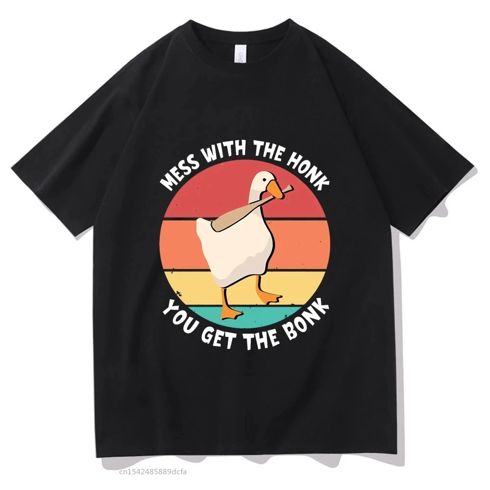 

Mess with The Honk You Get The Bonk Tee Shirt Funny Duck Print Kawaii Tops