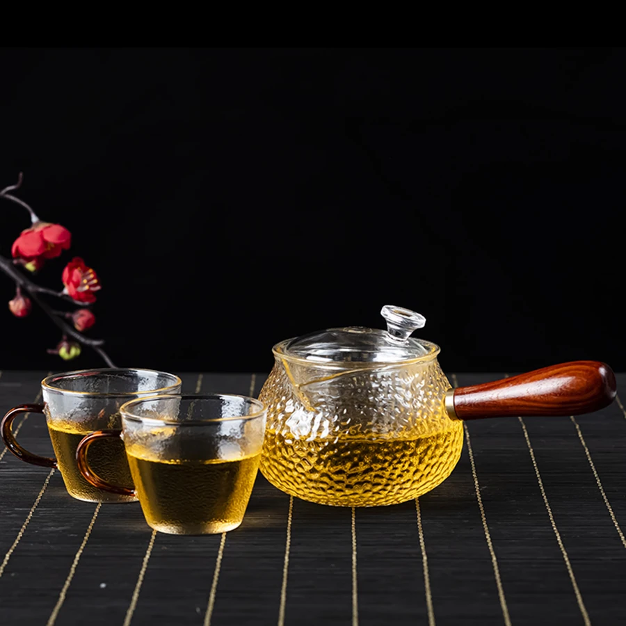 Heat Resistant Japanese Style Tea Pot Glass Hand Made Hammer Grain Teapot Filter Boiling Tetera Cristal Daily Necessities EF50TP | Дом и сад