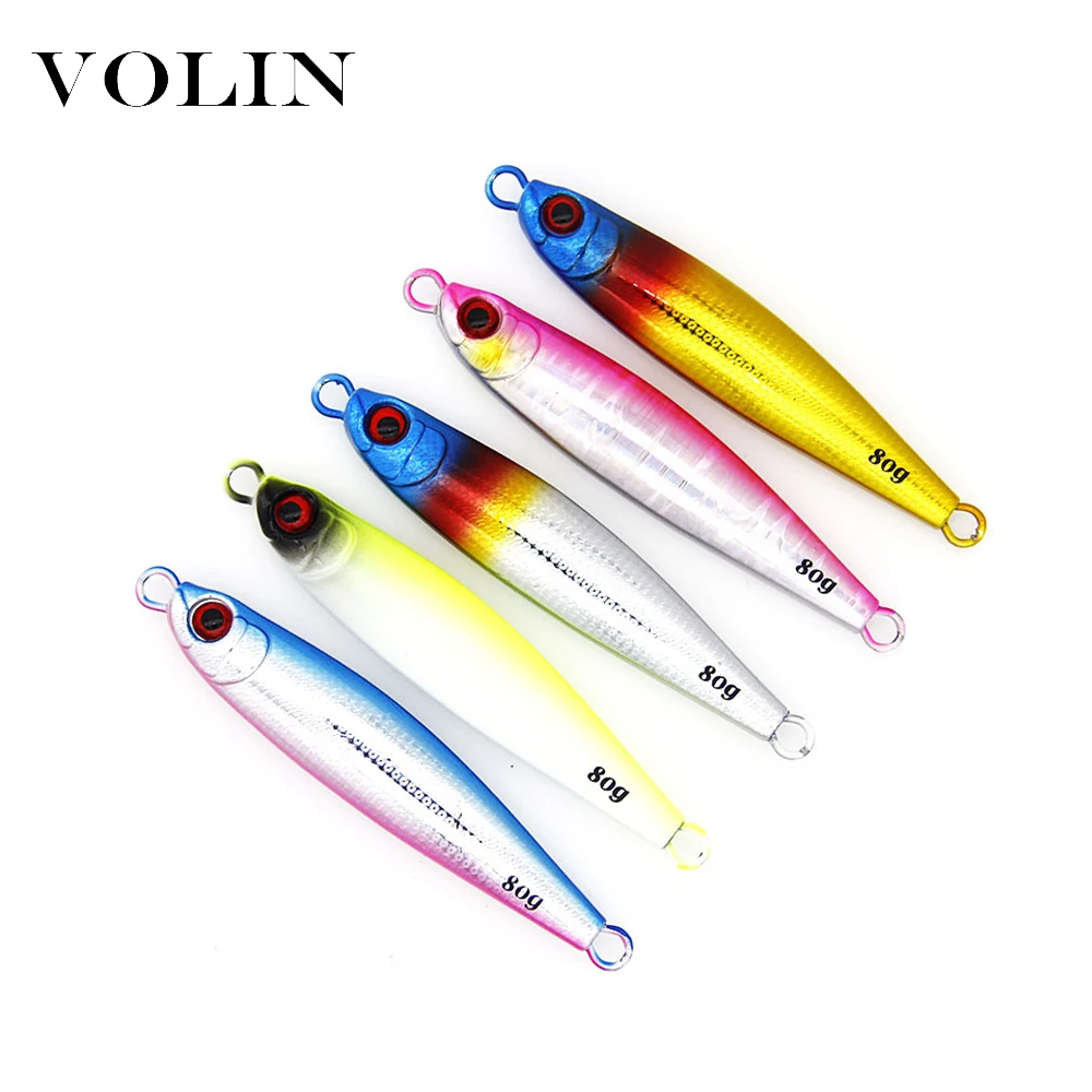 

Новая морская металлическая рыболовная приманка VOLIN, 1 шт., 45 г, 60 г, 80 г, жесткая приманка для джиггинга, рыболовная металлическая джиг, свинцо...