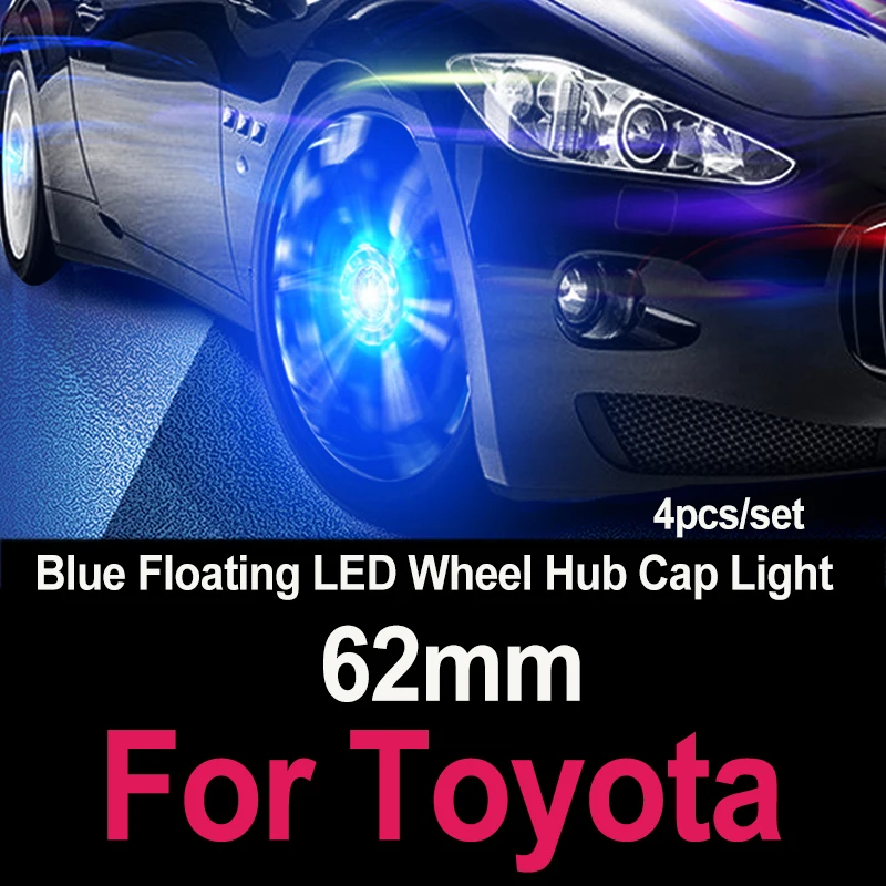 

4pcs 62mm Auto Car Wheel Rims Center Caps Hub Covers Led Lamp Floating Illumination Light for Carolla Camry Sienna Cruiser Rav4