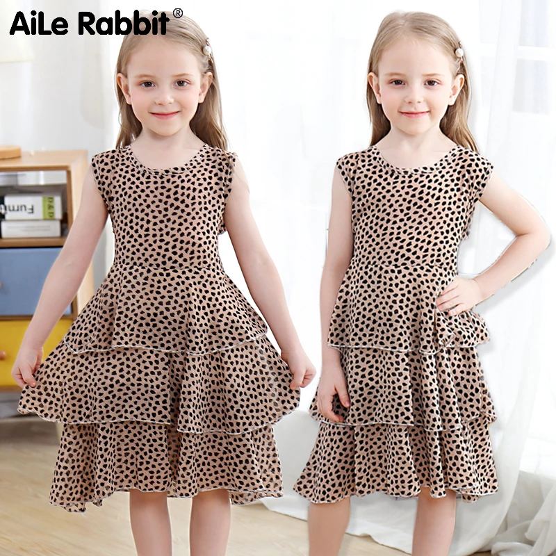 New Arrival Girls Fashion Dress Baby Clothes Leopard Polka Dot Cake Chiffon 0-7 Years Old Little Princess Costume | Детская одежда и