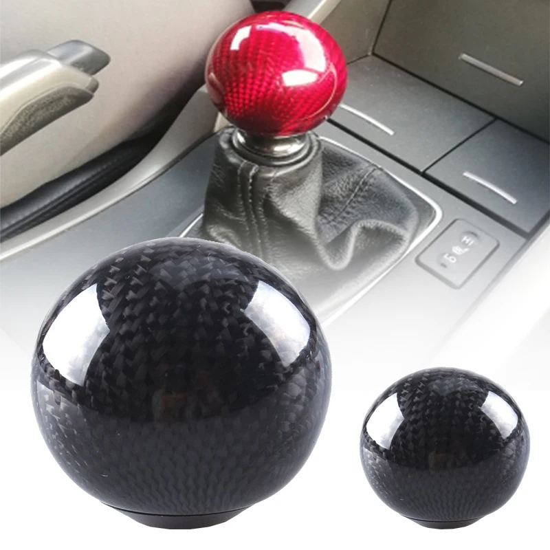 

Универсальная автомобильная ручка переключения передач из углеродного волокна рычаг переключения передач круглая шаровая форма авто черн...