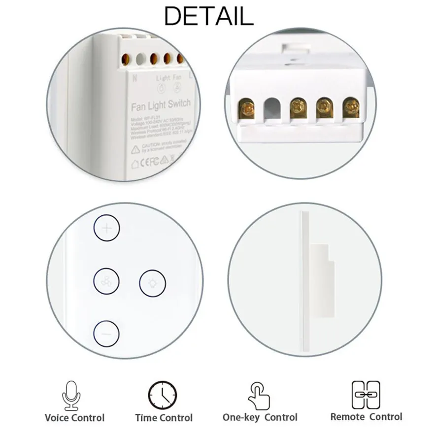 New US Smart WiFi Fan Light Switch 1PC 110V In-Wall Ceiling Lamp Home Switches 0923#30 | Обустройство дома