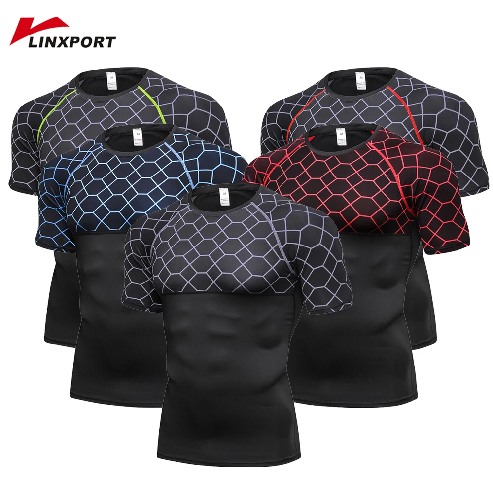 Для мужчин футболки сухой подходят колготки Фитнес Running мужские короткий рукав