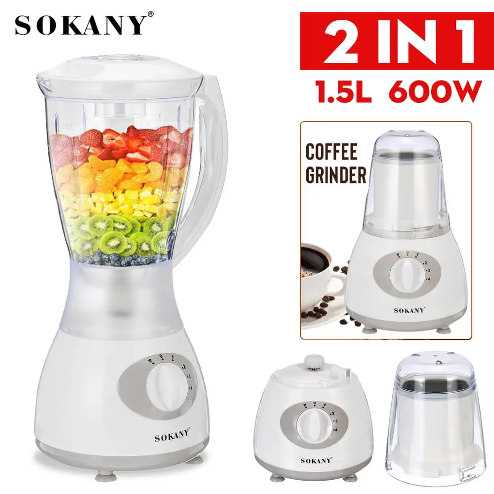 

2IN1 1500ML 4 Speed Blender Coffee Machine Maker Juicer Multi-function Electric Squeezer Vegetable Fruit Home Machine Easy Wash
