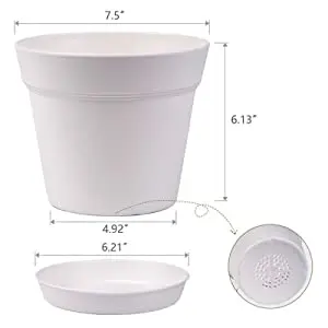 

Garden Plants Pots 8 Pack 7.5 inch Plastic Planters Imitation of Clay with Multiple Drainage Holes and Tray Plant Pots