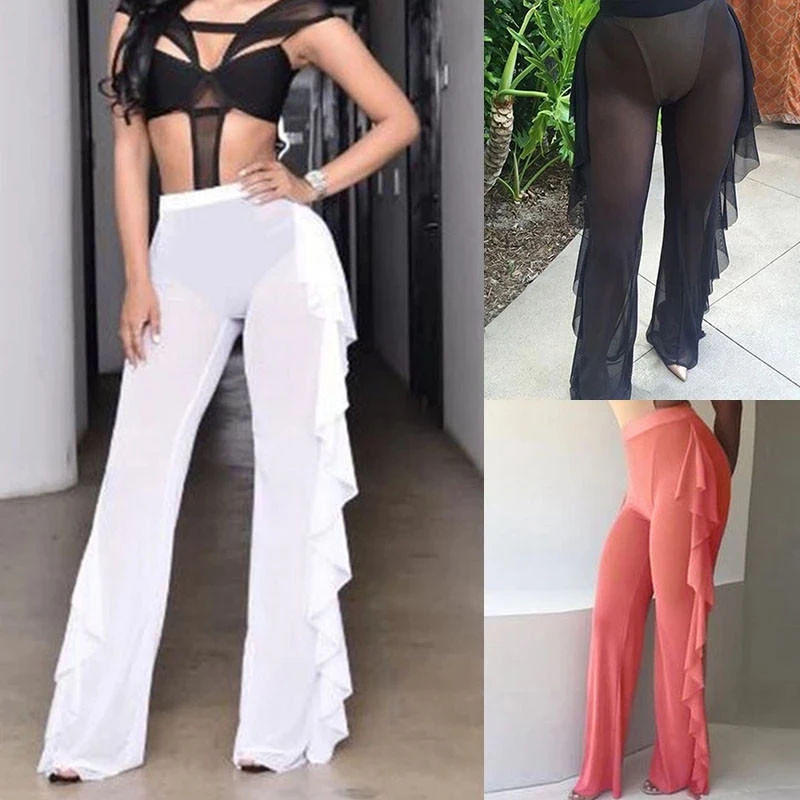 

1PC Beachwear Cover Ups Swimwear Solid Color See Through Bathing Pants Fashion Sun Protection Beachwear Swimming Suit Clothing