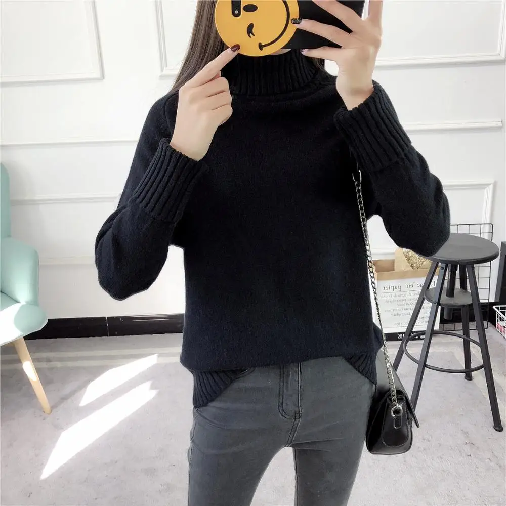 Sweater Women Turtleneck Solid Color Loose Europes Wind Female long-sleeve Thick Hot Sell Womens Sweaters Vestidos LXJ677 | Женская