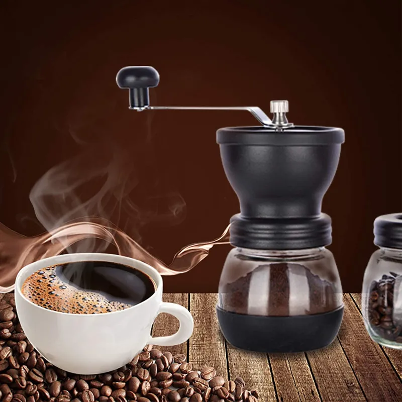 

Manual Coffee Bean Grinder Hand Espresso Mill Set with 2 Glass Jars 12 oz (350 ml) Ceramic Burr for Aeropress Drip Turkish Brew