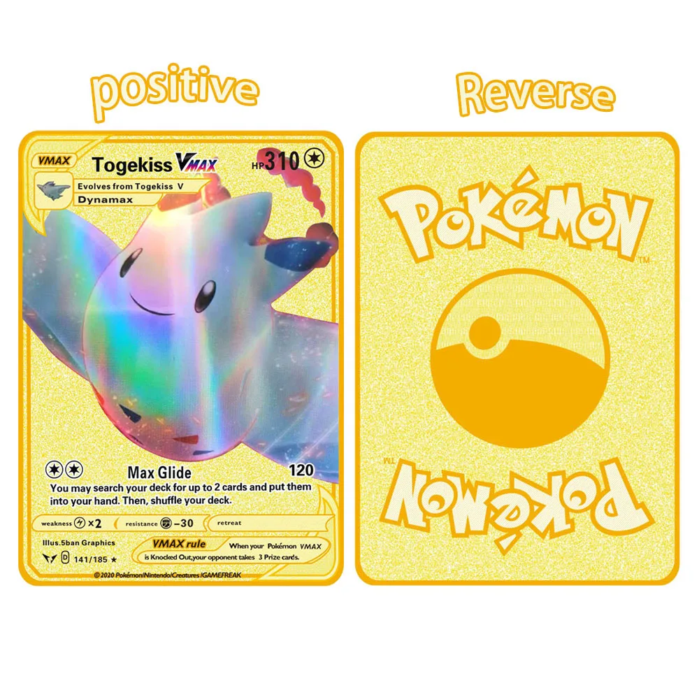 

Pokemon Game Anime Battle Metal Card GX MEGA V&VMAX Gold Metal Card Collection Anime Cards Toys Game Card Collection Gift