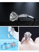 genuine 925 sterling silver 1 carat fl diamond ring women fine silver 925 jewelry wedding bizuteria gemstone rings girls box